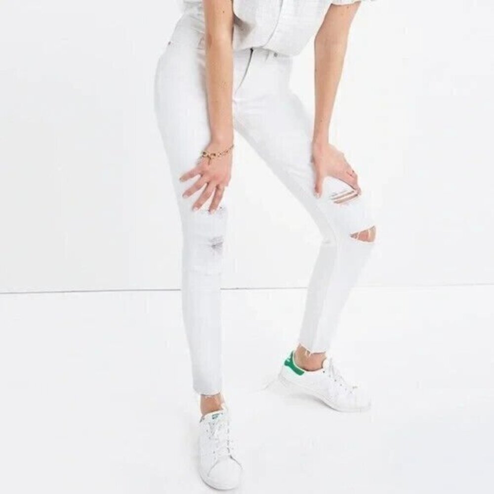 Madewell White High-Rise Skinny Ripped Women's Jeans